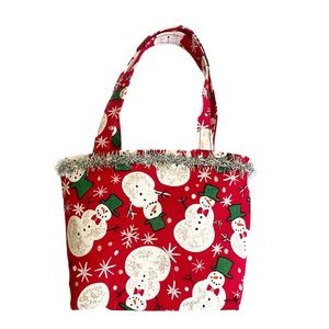 NWOT Toddler red sparkly snowman Christmas bag purse tote